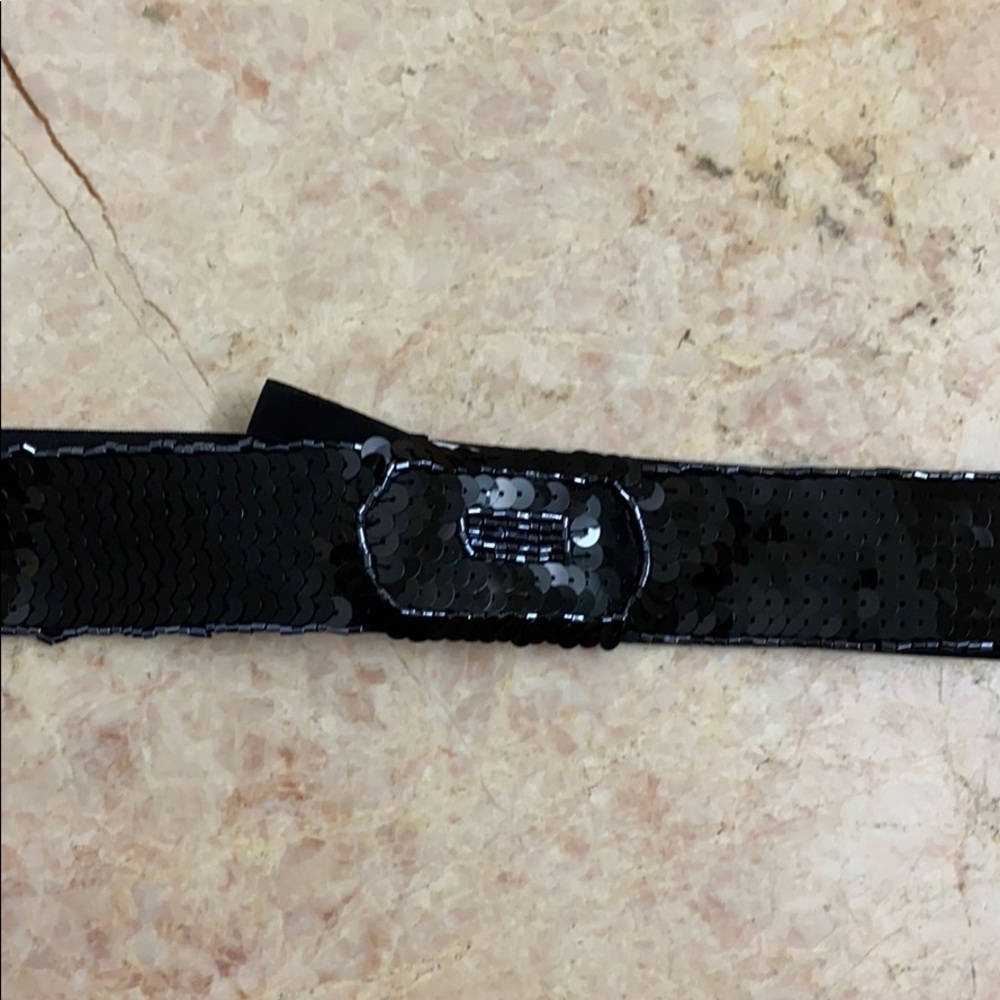 BCBG Sequin Black Stretch Belt